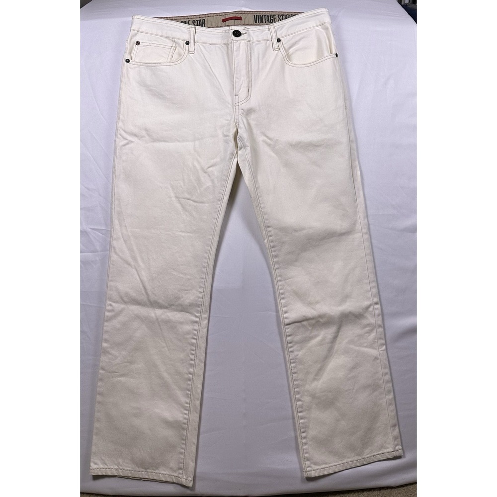 Converse One Star Men's Jeans 38x30 Vintage Straight Fit White Denim 100% Cotton